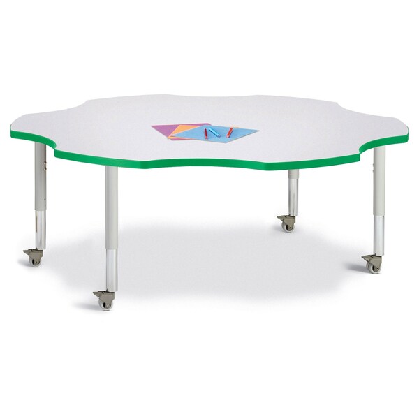 Berries Six Leaf Activity Table, 60 in., Mobile, Freckled Gray/Green/Gray